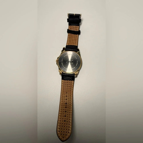 ANNE KLEIN 10/9656 WOMENS WATCH. BLACK LEATHER BAND. - Picture 4 of 12